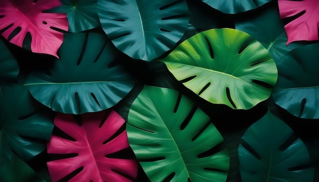 folhas tropicais fluorescentes de fundo