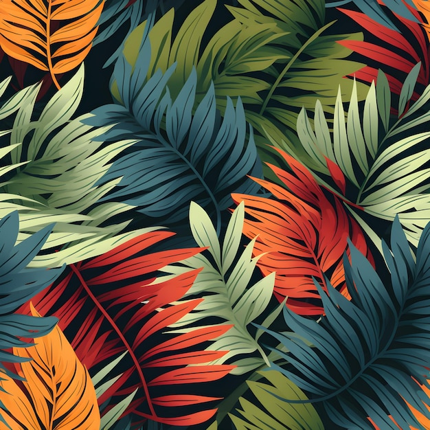 Folhas tropicais sem costura de fundo Padrão de selva IA generativa