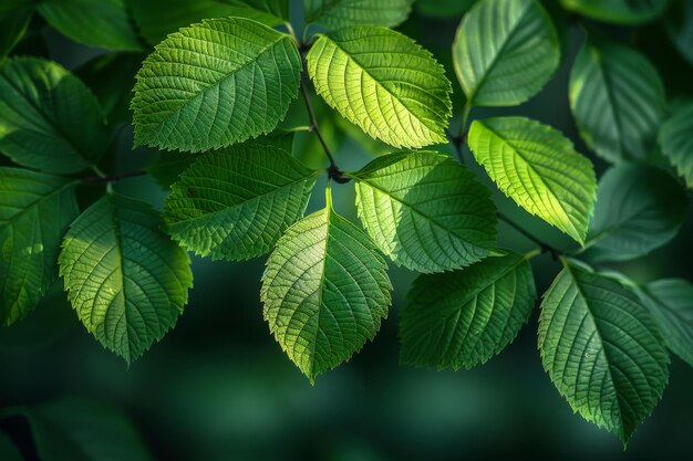 Folhas verdes de árvores em um fundo natural