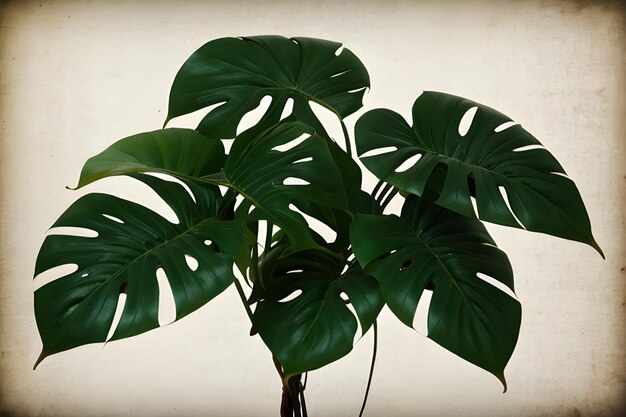 folhas verdes de monstera vintage em fundo sem costura