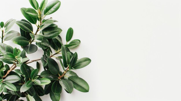 Folhas verdes de planta em fundo branco