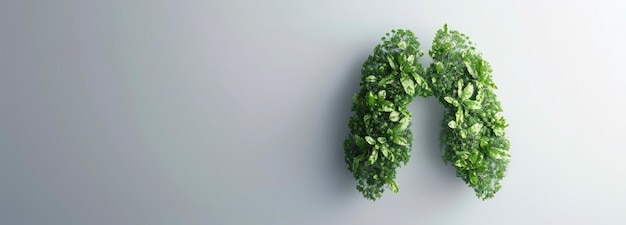 Foto folhas verdes em forma de pulmões humanos em um fundo branco dia mundial sem tabaco