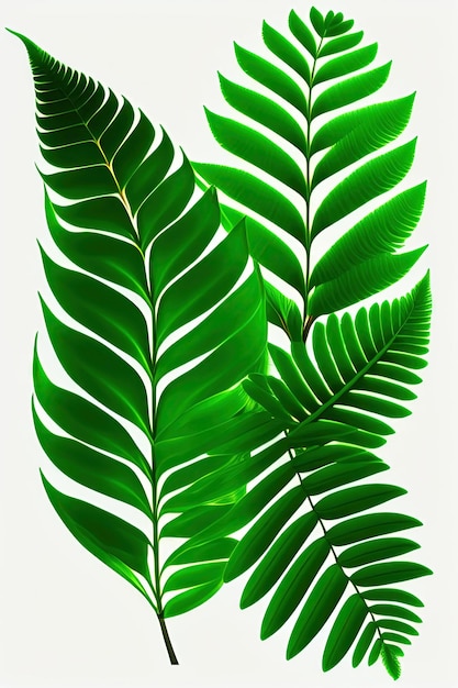 Folhas verdes folhas de samambaia floresta tropical planta de folhagem isolada em pano de fundo branco clipping pat