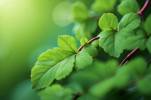 Folhas verdes frescas em close-up