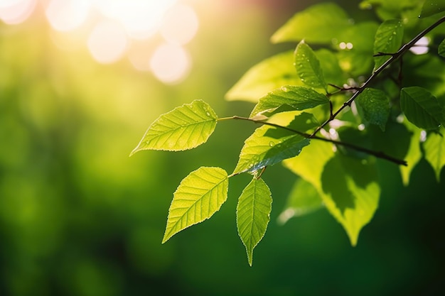 Folhas verdes frescas na floresta Generative AI