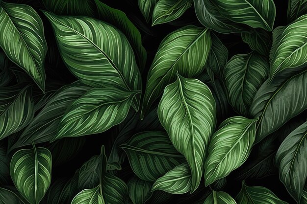 Foto folhas verdes tropicais folhagem exuberante planta de casa bengala muda ou dieffenbachia aigenerated padrão abstrato