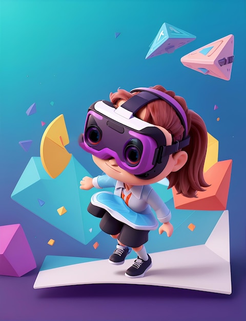 Folheto de estilo de animação 3D com design de tema VR