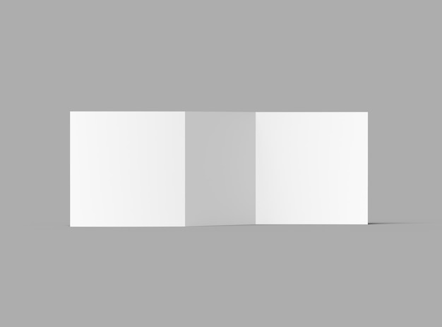 Folheto Zfold quadrado em branco renderizado em 3d para apresentar seu design