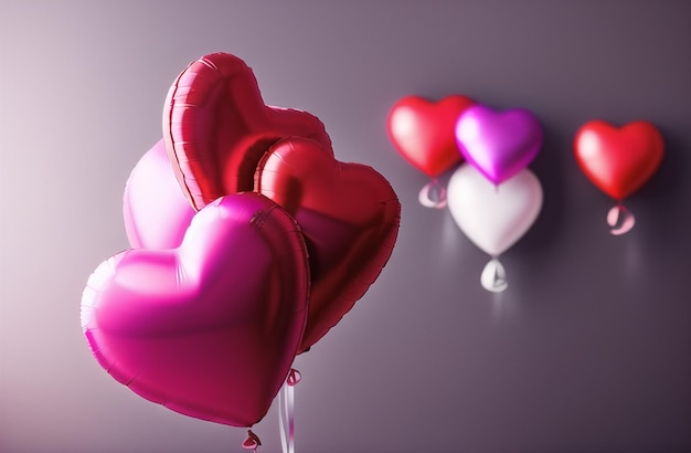 Folienluftballons Set Herzballon Bündel Sammlung Party Feier Kompositionen Valentinstag Dekoration Generative KI