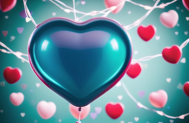 Folienluftballons Set Herzballon Bündel Sammlung Party Feier Kompositionen Valentinstag Dekoration Generative KI