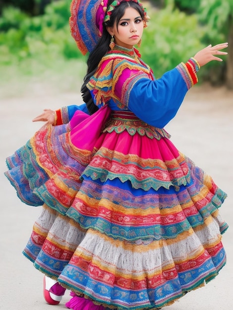 Foto folklore tradicional mexicano latinoamericano danza colorida regional