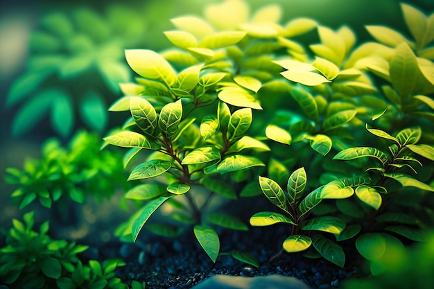 Follaje verde denso y exuberante que crea un respiro fresco y sombreado del calor del verano.