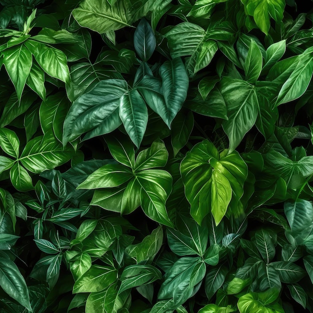 El follaje verde exuberante crea una hermosa textura Fondo Bosque natural Patrón de vegetación