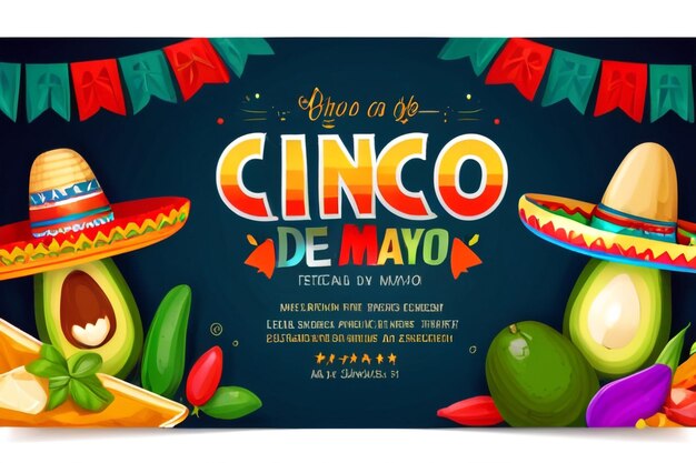 Foto folleto o pancarta de las fiestas del cinco de mayo para la celebración de la fiesta mexicana