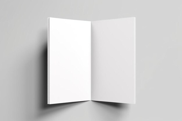 Foto un folleto plegado blanco sobre un fondo gris