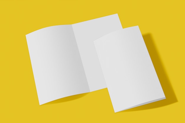 folleto vertical aislado en un fondo amarillo