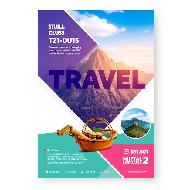Folleto de viaje y plantilla de redes sociales con foto