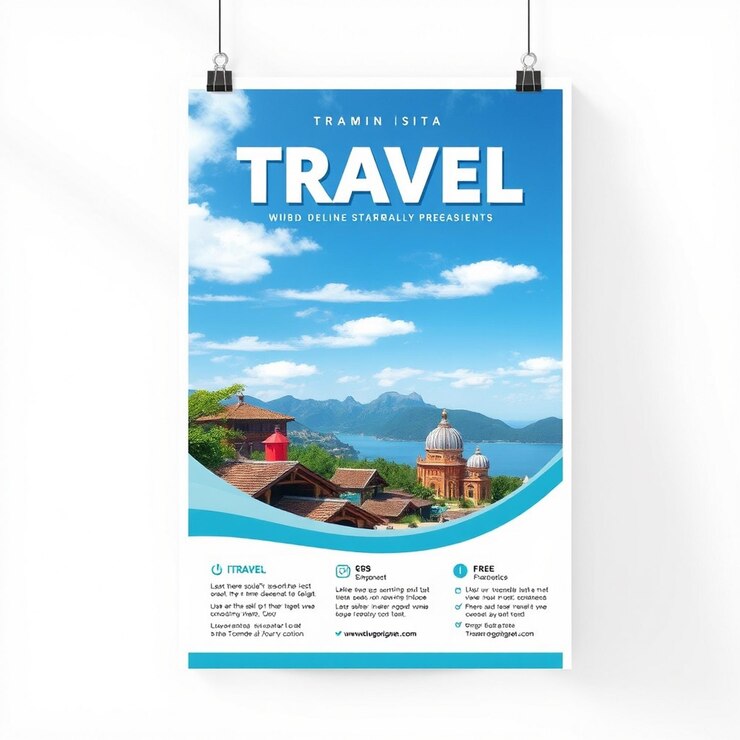 Foto folleto de viaje y plantilla de redes sociales con foto