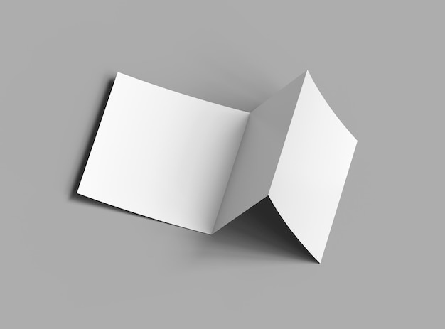 Folleto Zfold cuadrado en blanco renderizado 3d para presentar su diseño