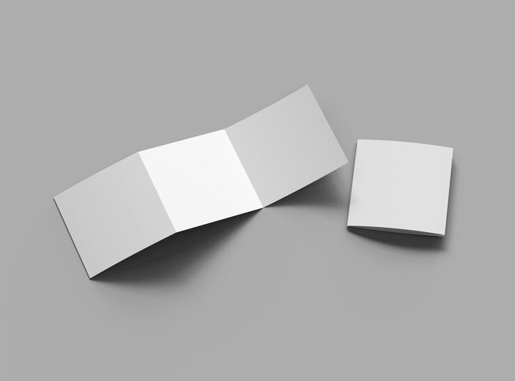Folleto Zfold cuadrado en blanco renderizado 3d para presentar su diseño