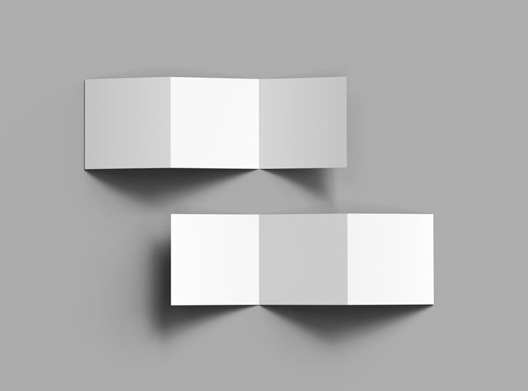 Folleto Zfold cuadrado en blanco renderizado 3d para presentar su diseño