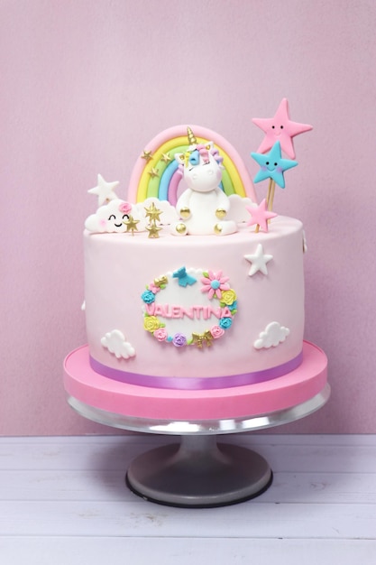 Foto fondant pastel unicornio unicorn bolo