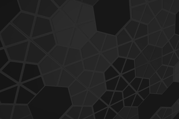 Fondo 3D abstracto gris oscuro con hexágonos