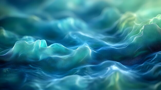 Fondo 3D abstracto con líneas azules y verdes onduladas