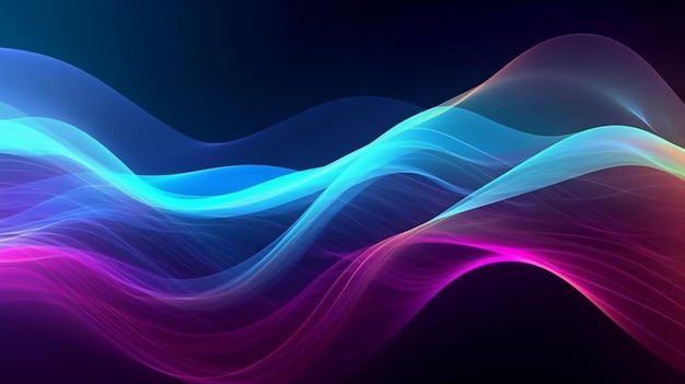 Fondo 3D abstracto con líneas onduladas a rayas azules y violetas