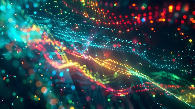 Fondo 3D abstracto con luces bokeh de colores
