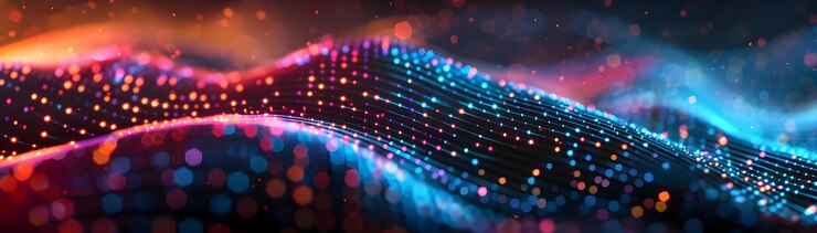 Foto fondo 3d abstracto con luces de colores y bokeh