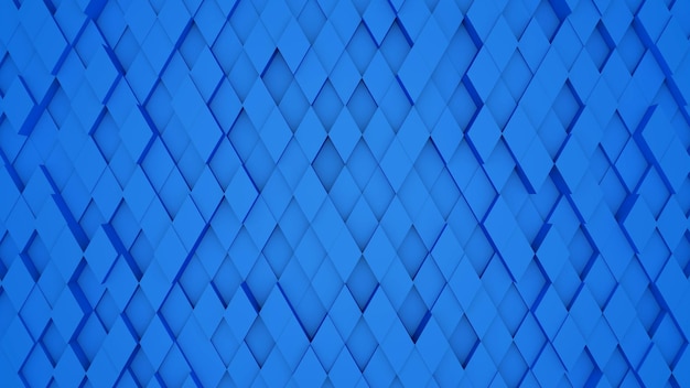 Fondo 3D de arquitectura moderna azul abstracto con rombo azul en la pared