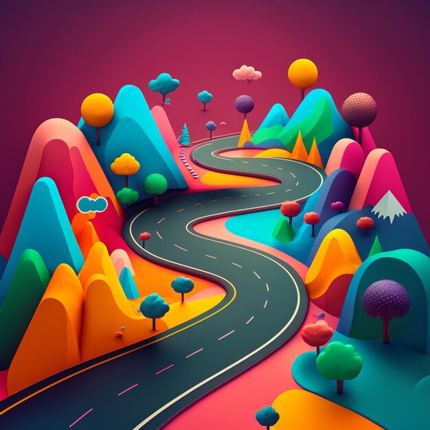 Fondo 3d de carretera de montaña