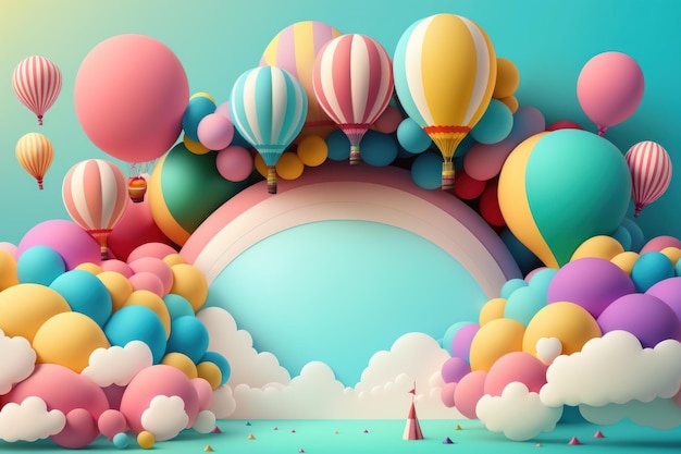 Fondo 3D con globos y espacio de copia