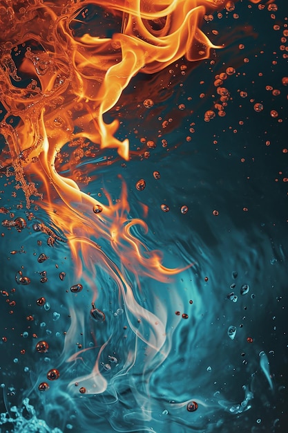 un fondo 3D para una invitación que muestra elementos sutiles de fuego y agua