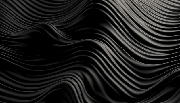 Fondo 3D metálico texturizado negro ondulado