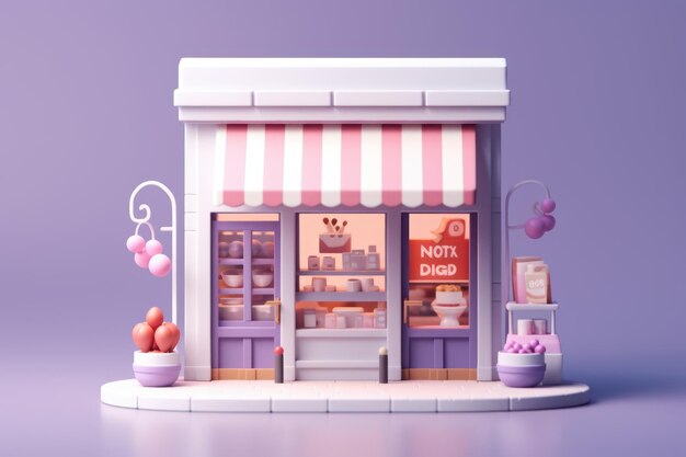 Fondo 3D Mini Store Concepto de compras en línea IA generativa