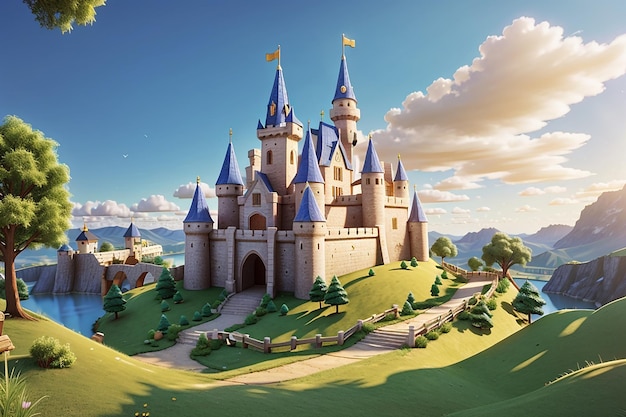 Foto fondo 3d para niños con castillo