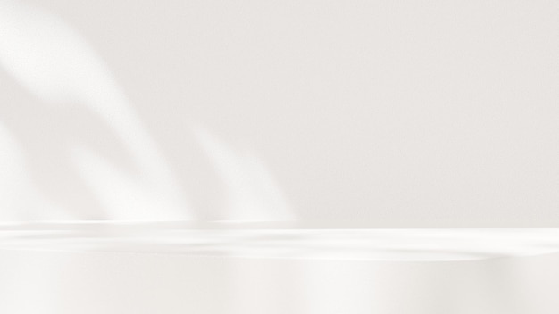 Fondo 3D con tonos blancos y un escenario con un juego de luces y sombras