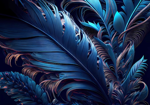 Fondo de abstracción de plumas azules