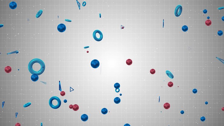 Fondo abstractamente colorido con formas geométricas flotantes