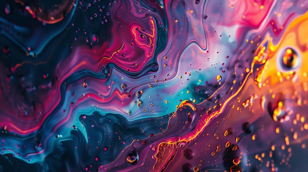 Fondo abstractamente colorido con patrones giratorios y burbujas
