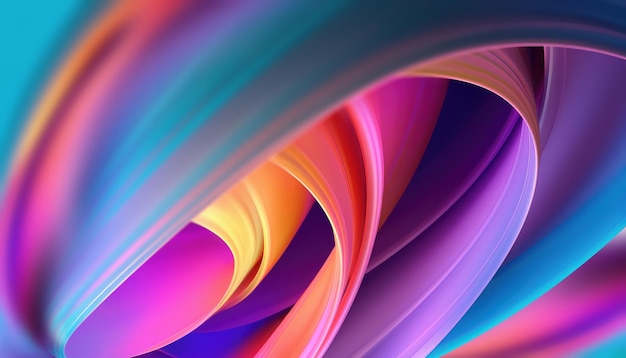 Fondo abstracto 3D con cinta de colores brillantes en colores neón