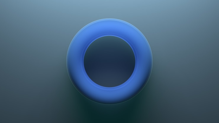 Foto fondo abstracto 3d con elemento azul. forma de toro.
