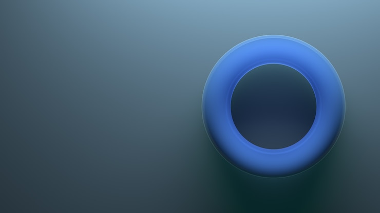 Foto fondo abstracto 3d con elemento azul. forma de toro.