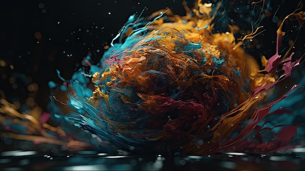 Foto fondo abstracto en 3d con humo y salpicaduras de colores
