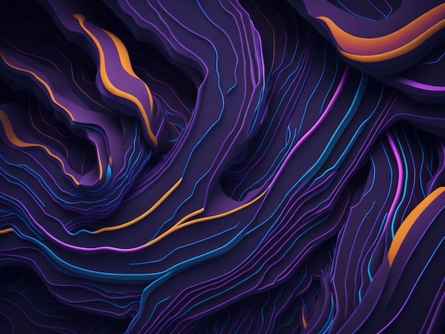 Fondo abstracto 3D con líneas onduladas Ilustración generada por computadora