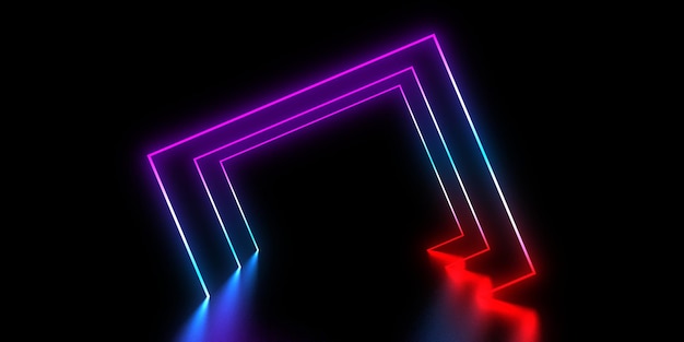 Fondo abstracto 3D con luces de neón construcción de espacio de túnel de neón ilustración 3d3