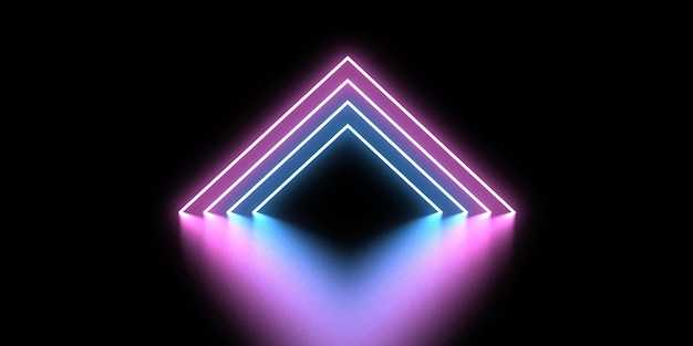 Fondo abstracto 3D con luces de neón construcción del espacio del túnel de neón ilustración 3D