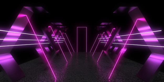 Fondo abstracto 3D con luces de neón.